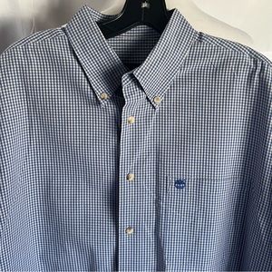 Timberland Men’s plaid shirt sleeve button down Navy &‎ Tan Size Large